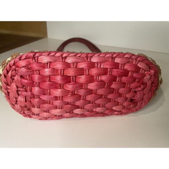 "M.C. Marc Chantal Red Straw & Leather Shoulder Bag Silver Tone Hardware NWT - Picture 6 of 16